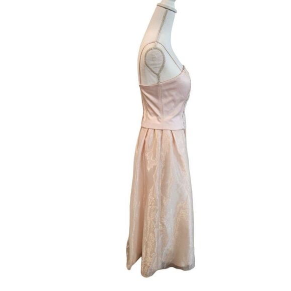 Vintage 80s Roberta Pink Champagne Beaded Formal Prom Sleeveless Dress Gown S - Picture 3 of 10